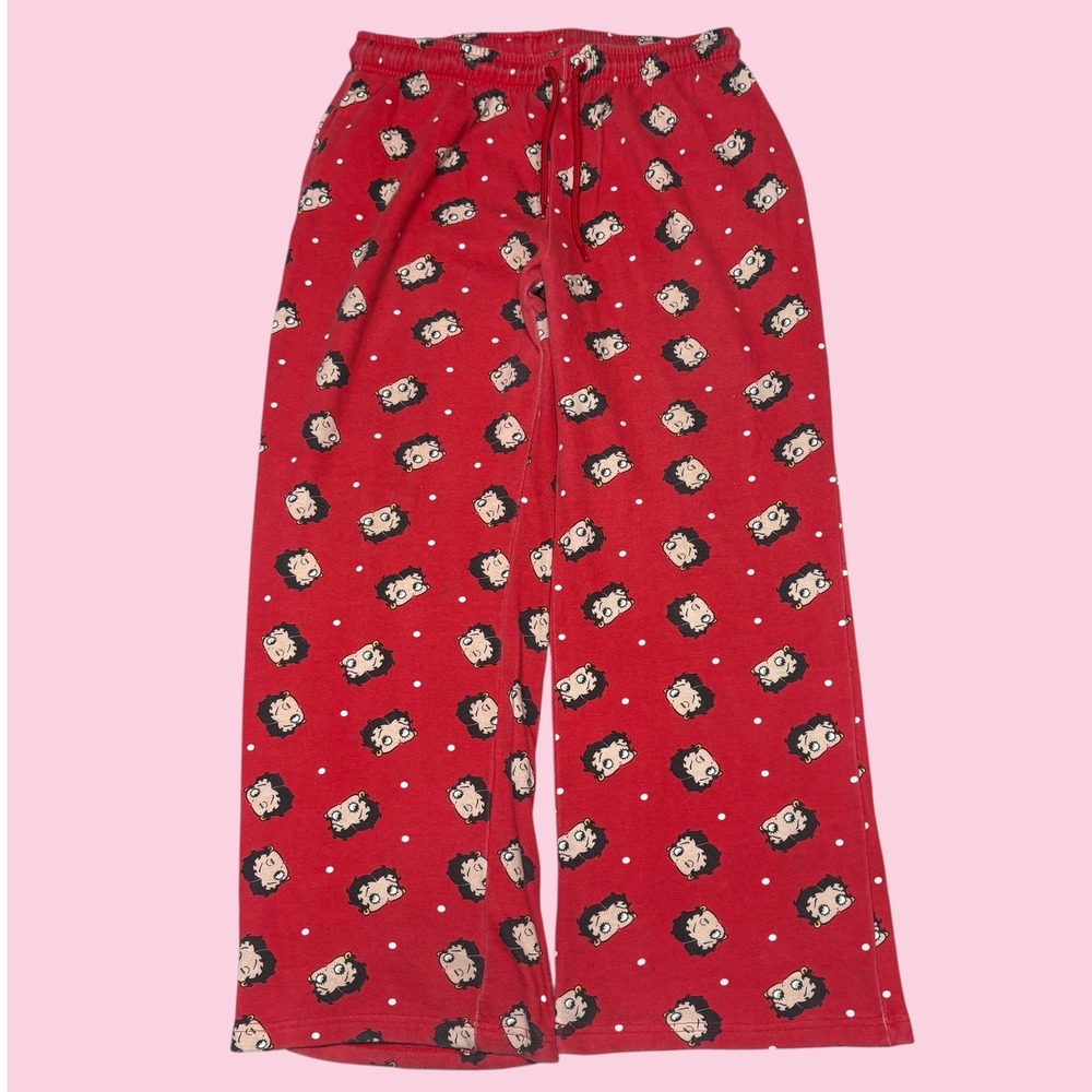 Betty Boop Red Polka Dot Pajama Pants Wide Leg Lounge Bottoms Large